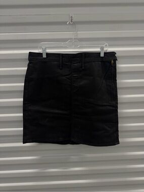 NWOT! Good American Black Coated Denim Skirt Size 16